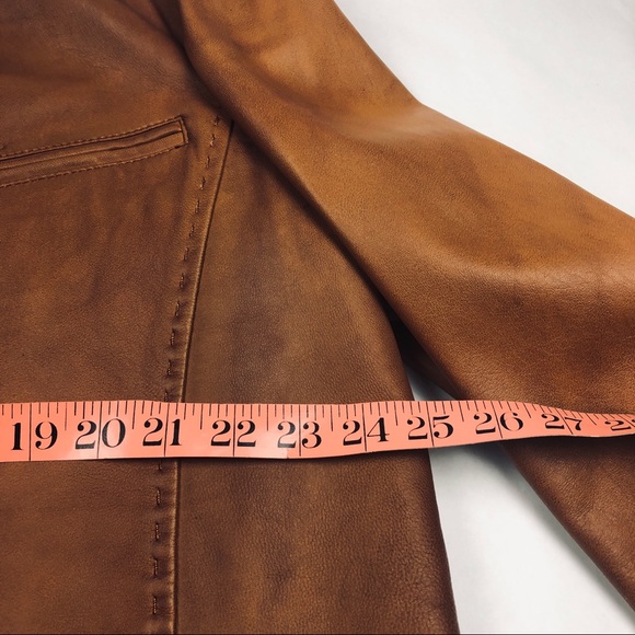B&C Bod & Christensen Mens Jacket Coat Size 48 Brown Leather Distressed - Picture 12 of 14